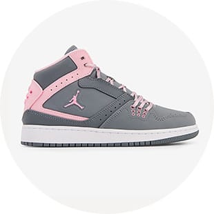 grey and pink Jordan sneakers