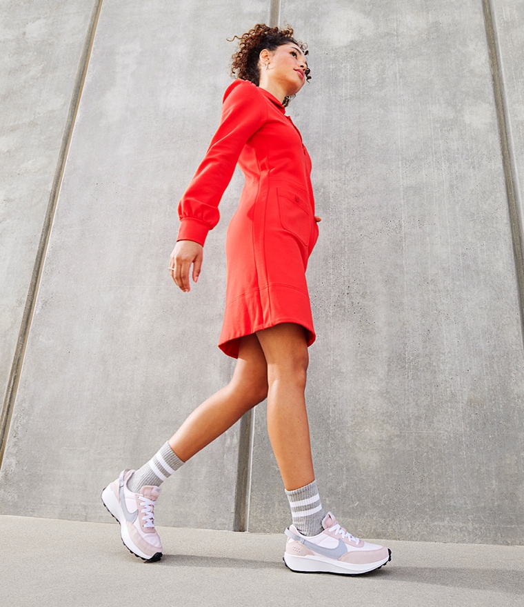Woman wearing Nike Waffle sneakers