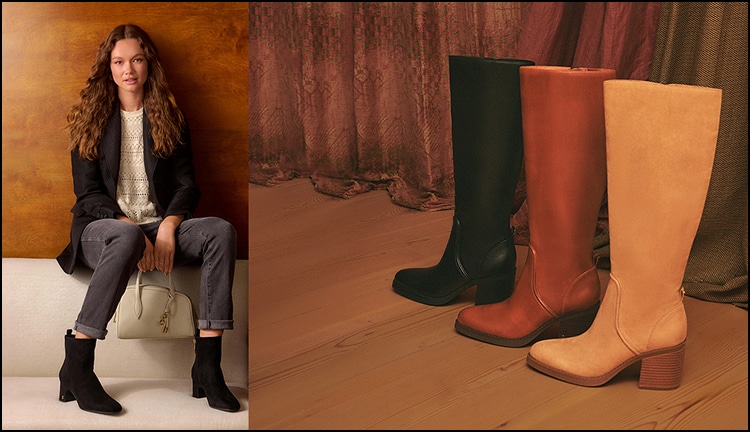 Sam and Libby trendy brown and nude tall boots