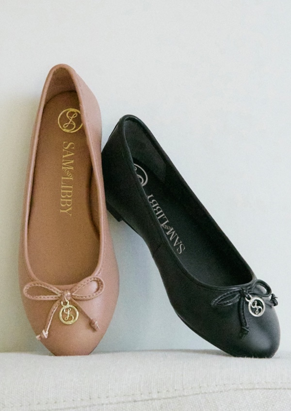 sam and libby black and brown ballet flats