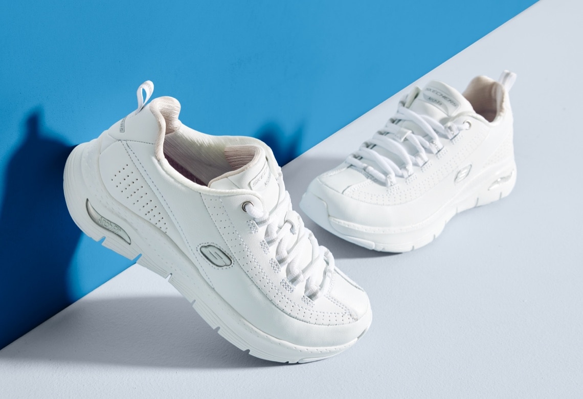 White Skechers Arch Fit Sneakers