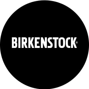 black circle with white birkenstock logo