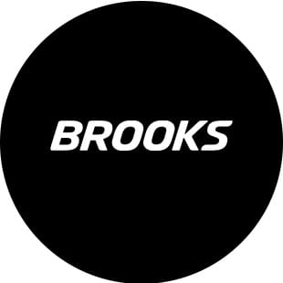 black circle with white brooks logo