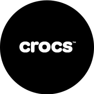 black circle with white crocs logo