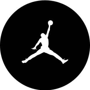 black circle with white jordan logo