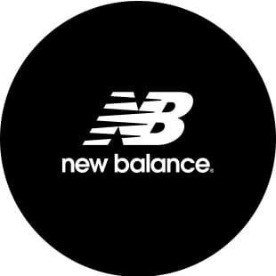 black circle with white new balance logo