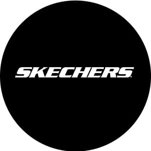 black circle with white skechers logo