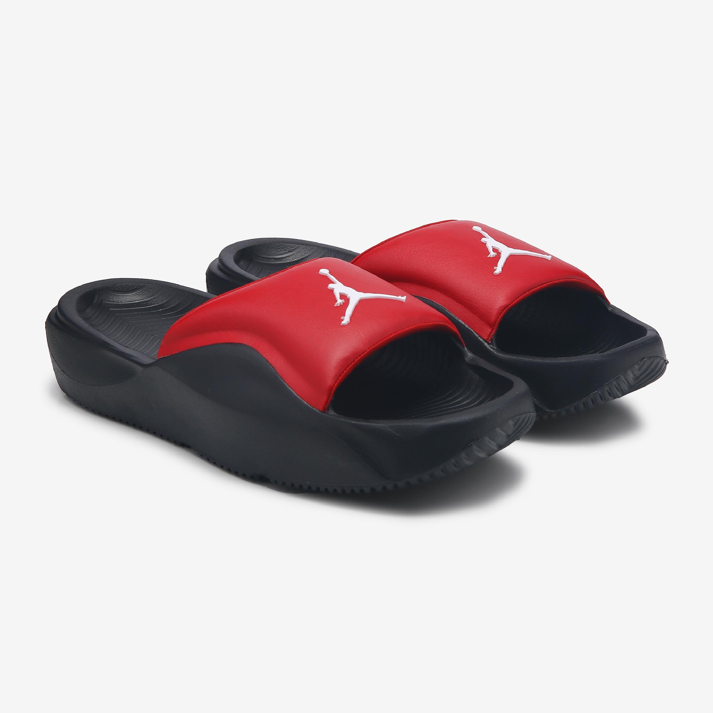 jordan slides red and black
