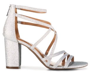 formal strappy silver heels