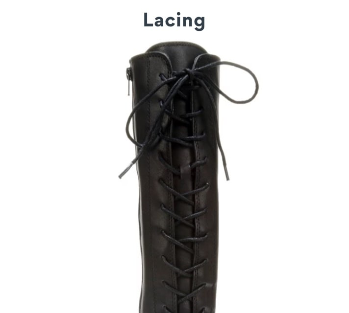 Back of black boot with lacing