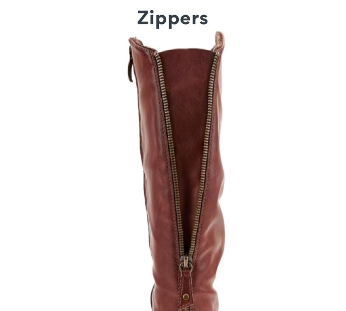 Back of brown boot with zipper