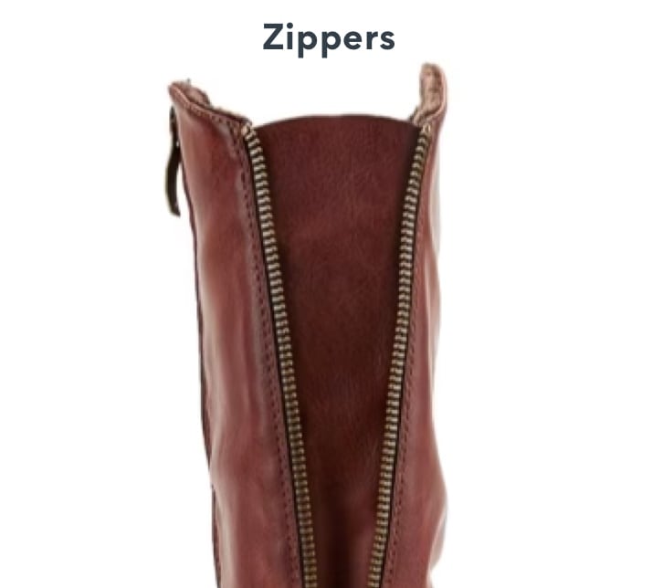 back of a brown boot showing zipper