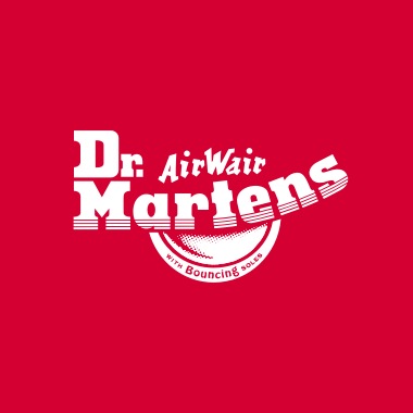 dr martens logo with red background