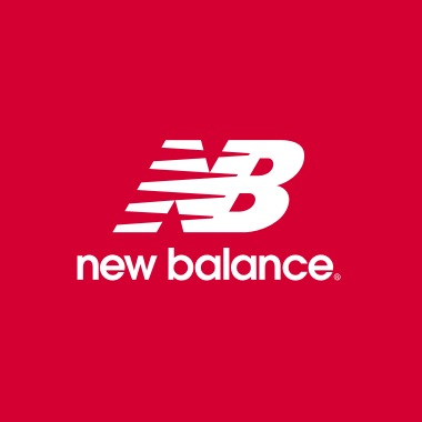 new balance logo with red background