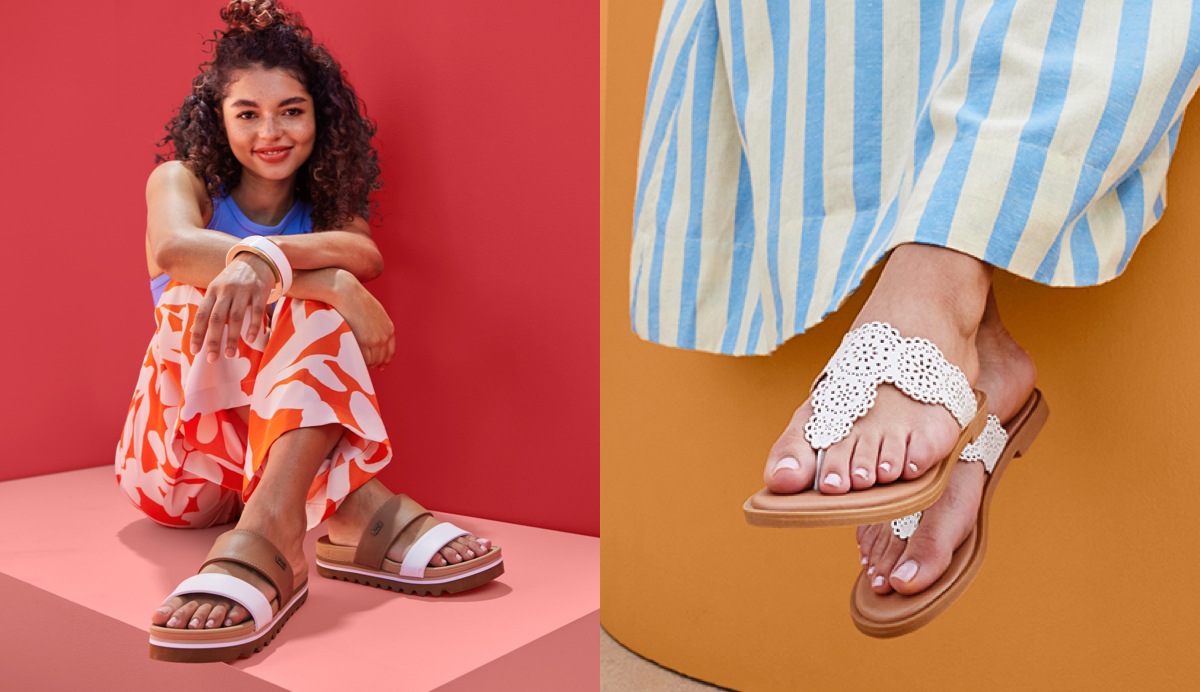 images of women wearing fashion flat sandals