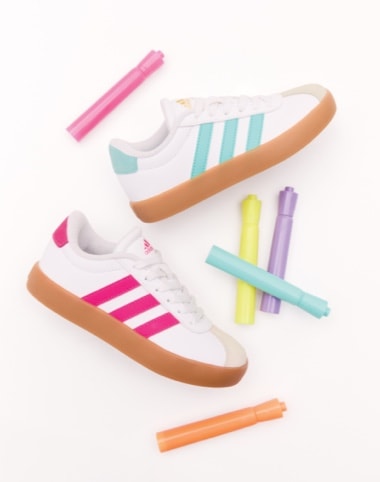 two colorful adidas sneakers