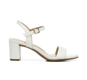 white strappy sandal with heel