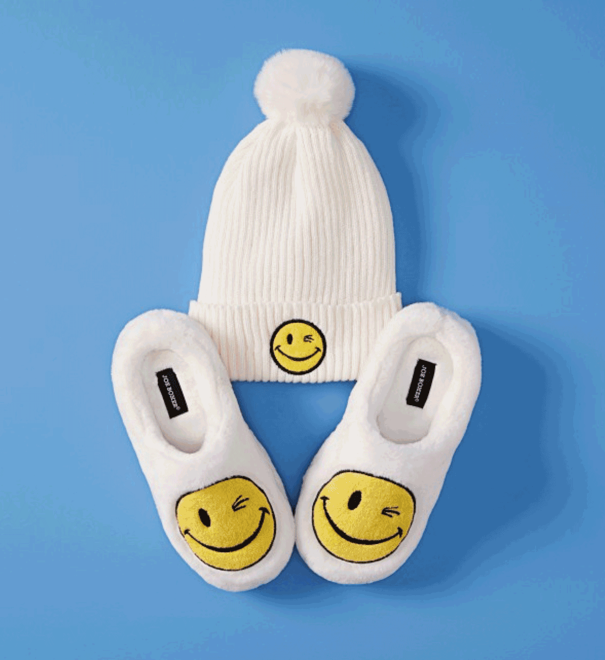 gif of stocking stuffers like hats and matching slippers