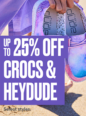 Up to 25% off Crocs and HEYDUDE