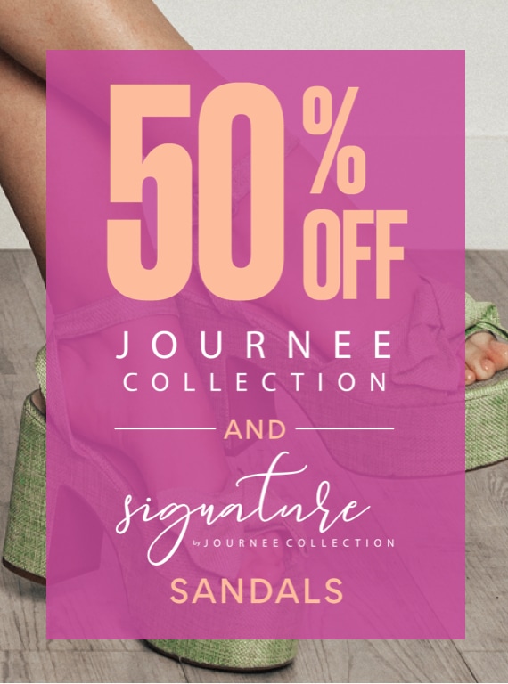 50% off journee collection and signature sandals