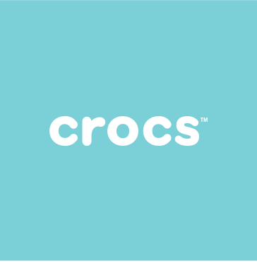 crocs logo with turquoise background