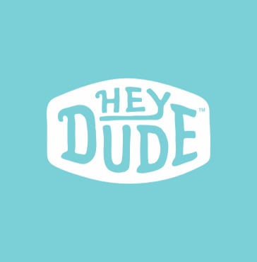 heydude logo with turquoise background