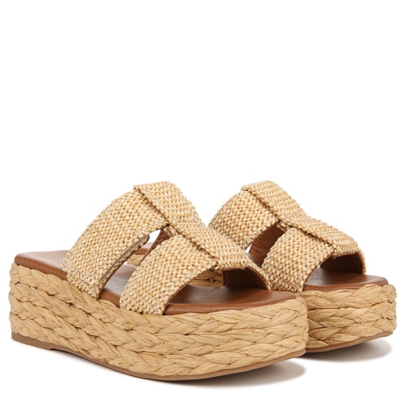 womens woven slip on sandals with platform