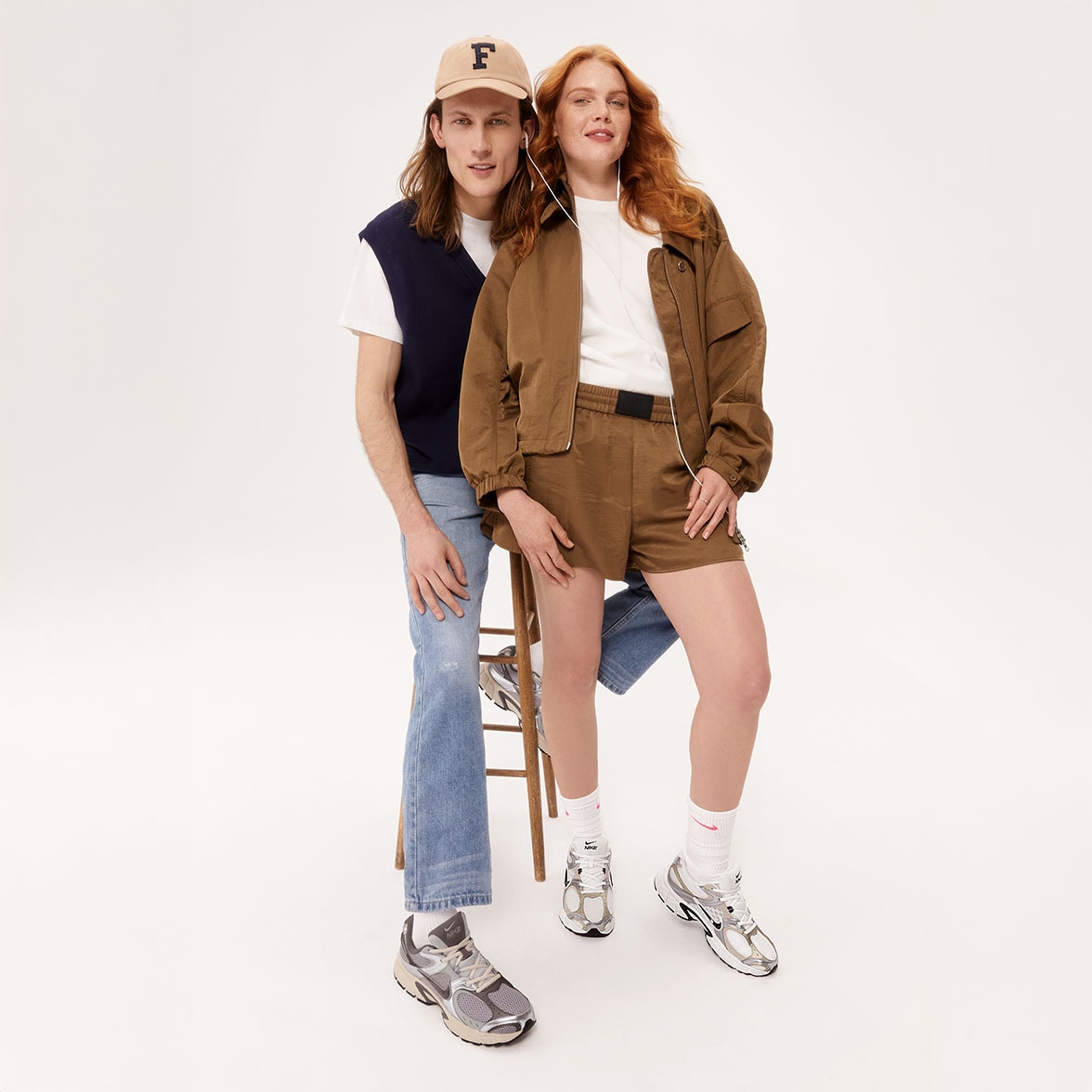 man and woman wearing retro Y2K sneakers