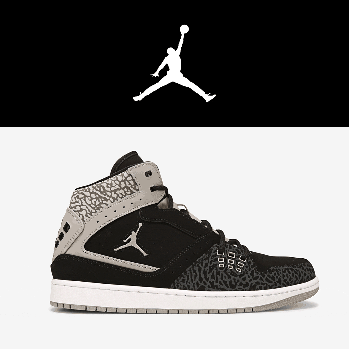 Jordan brand hi top court sneakers in black and tan