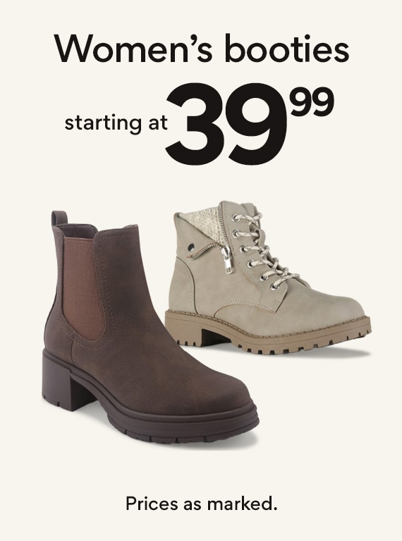 womens boooties starting at $39.99