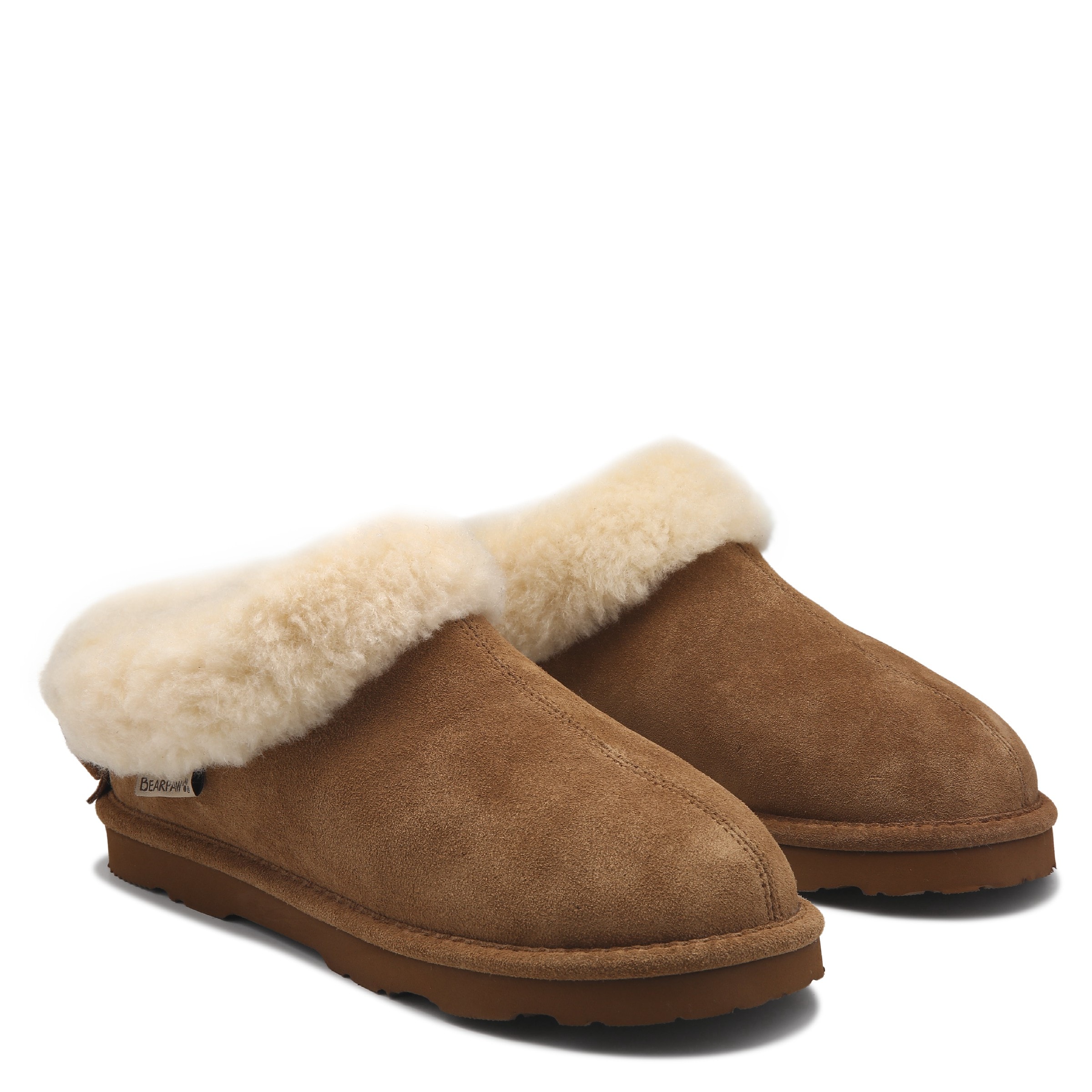 bearpaw brown slippers with fur