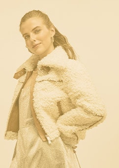woman wearing cozy jacket