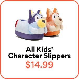 all kids' character slippers 14.99