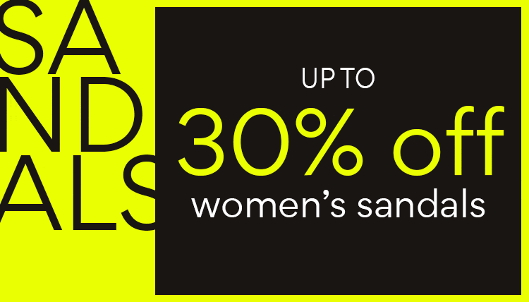 Up to 30% off women’s sandals with sandals written in the background. background color giffing between colors