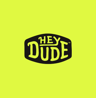 black heydude logo on neon background