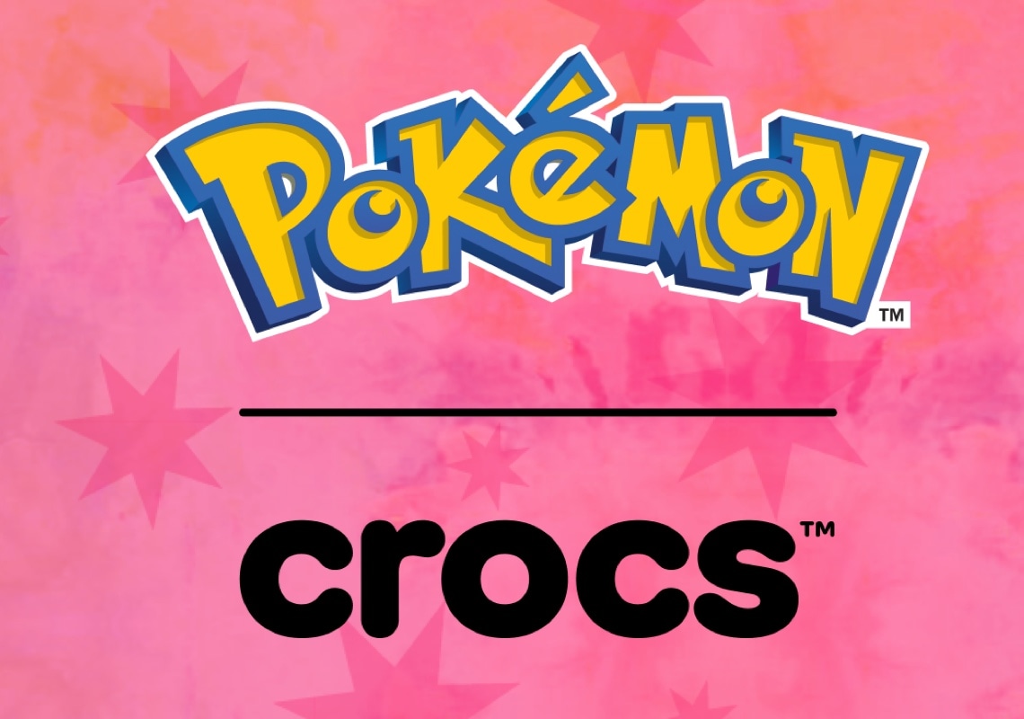 pokemon crocs on pink background