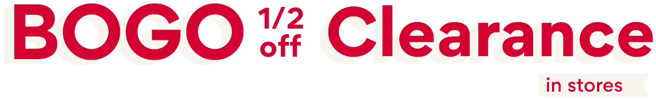 bogo 1/2 off clearance in red