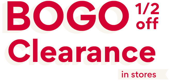 bogo 1/2 off clearance in red