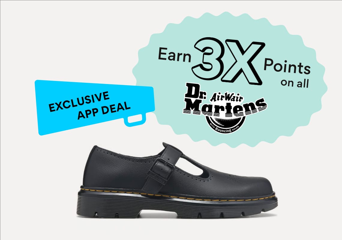 exclusive app deal. earn 3x points on all doc martens.