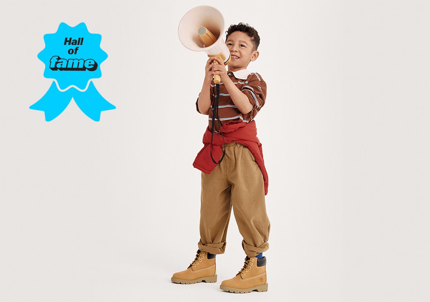 hall of fame. boy wearing timberlands