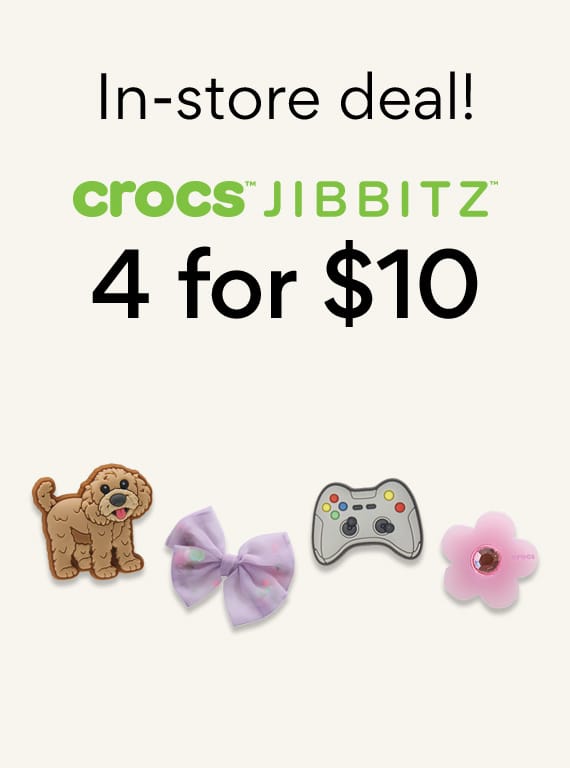 in-store deal! crocs jibbitz 4 for $10