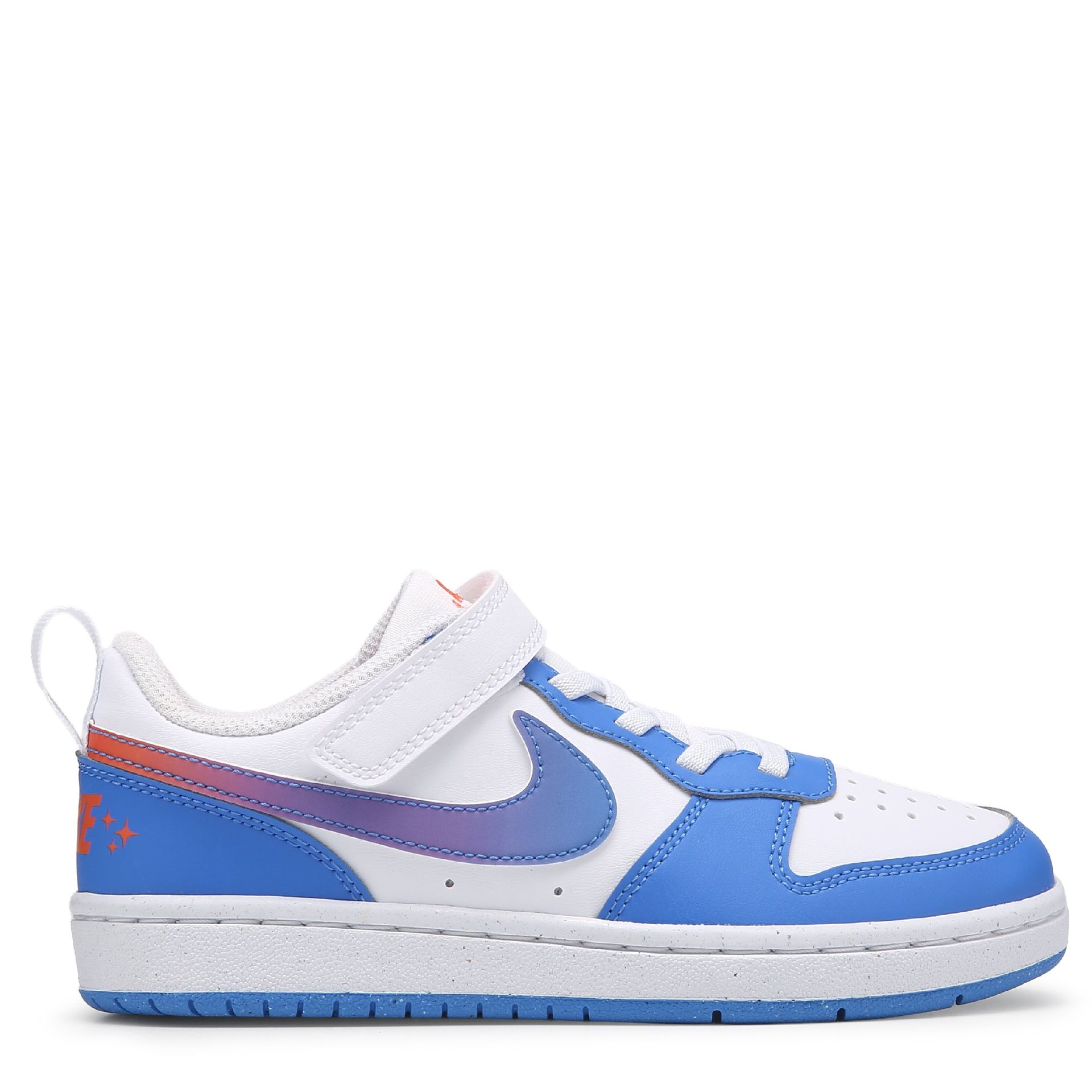 blue and white nike court sneakers