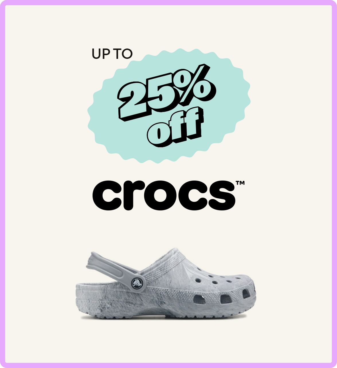 up to 25% off crocs