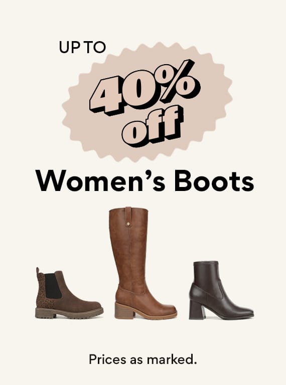 shop women's boots up to 40% off