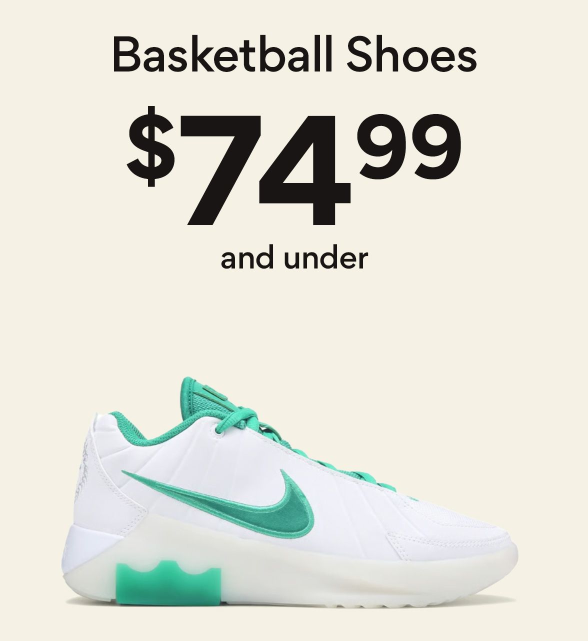 shop basketball shoes $74.99 and under