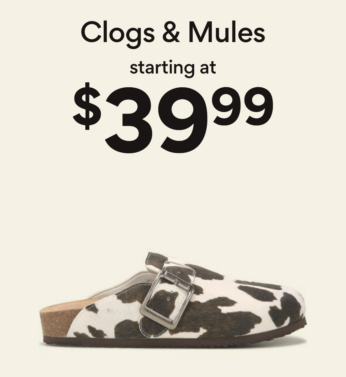 shop clog and mules starting at $39.99