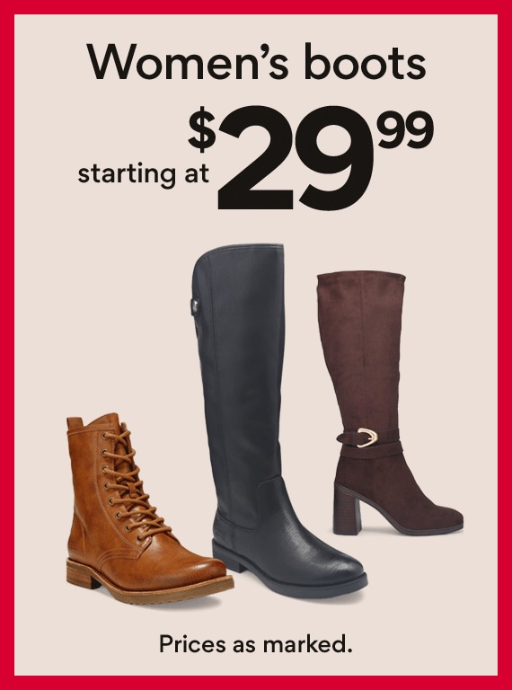 women's boots starting at $29.99