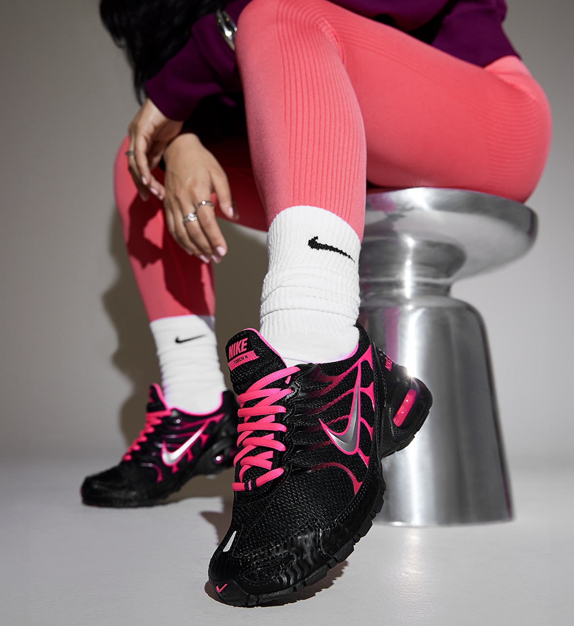 black and pink nike y2k sneaker