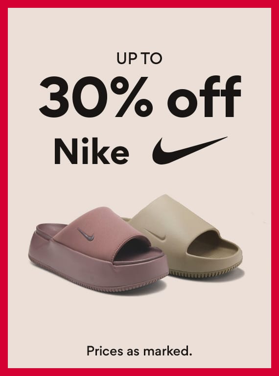 up to 30% off nike. prices as marked.