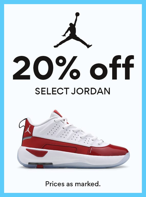 20% off select jordan. prices as marked.